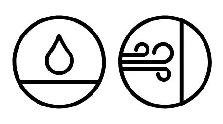 防水、撥水、防風、耐風のシンボル