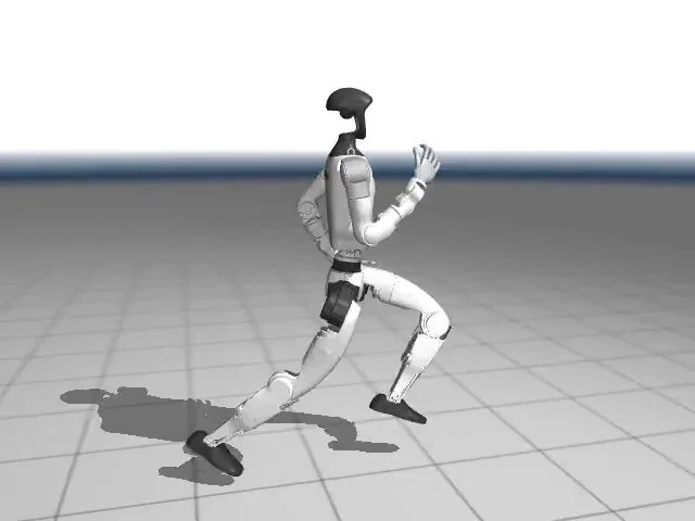 走るヒューマノイドロボットの3Dレンダリング